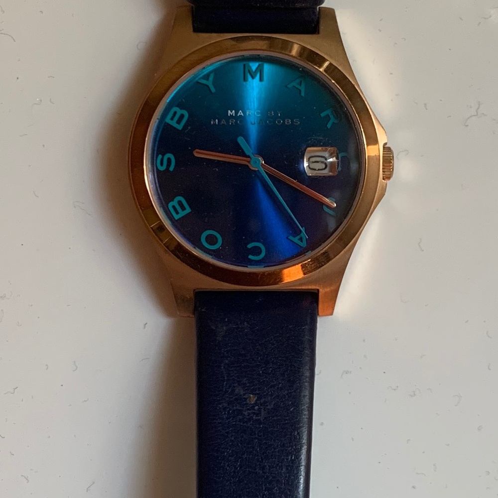 Marc Jacobs Slim Skipper Blue Leather Strap Watch
